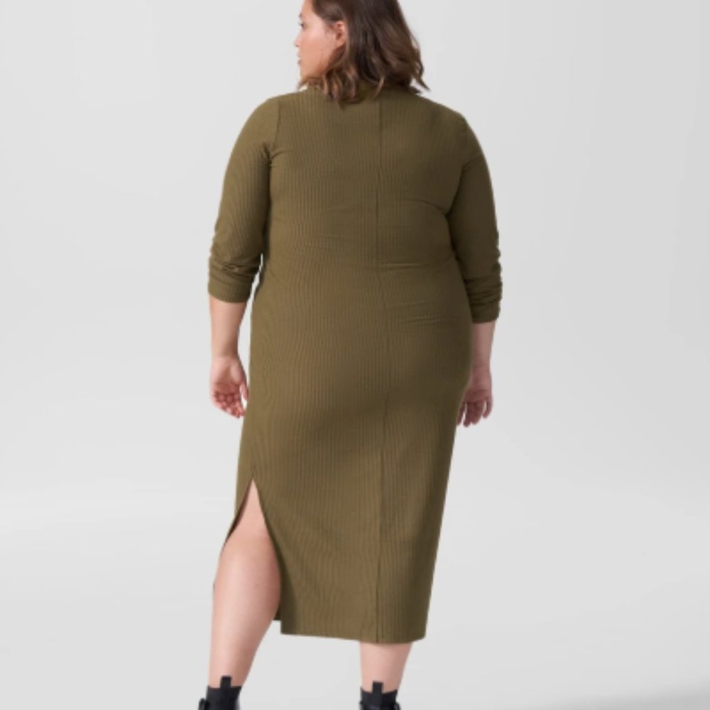 NWT Universal Standard Lexi Rib Maxi Dress L Olive - Picture 3 of 4